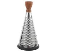 Râpe à Fromage Manche Bois 9 Pouces Conique en Acier Inoxydable | Lames pour Râpe Grossière ou Fine, Base Stable sur Table, Poignée Antidérapante, Adaptée aux Fromages Durs et Fruits
