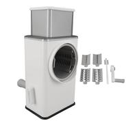 Râpe à Fromage Manuelle, Légumes Multifonction en Acier Inoxydable, Poignée Rotative - Opération Sans Électricité, Lames Réglables, Usage Polyvalent pour Pommes de Terre (Blanche)