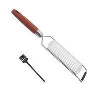 Râpe à Fromage Multifonction en Acier Inoxydable, Manche Bois | Grille Grossière et Fine, pour Gingembre, Citron, Ail, Fruits, Chocolat, Épices, avec Brosse de Nettoyage