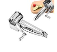 Râpe À Fromage Rotative - Acier Inoxydable 20,5x8,2x5,8 Cm | Moulin À Tambour Pour Produits Frais | Broyeur De Légumes Et Noix Avec Manivelle, Large Ouverture Pour Remplissage Facile