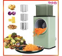 Râpe à fromage rotative - AKOZON - Multifonction 3-en-1 - Lames inox 304 - Goulotte 40% plus grande - Vert