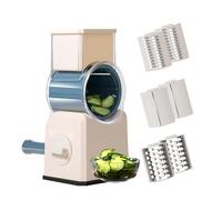 Râpe à fromage rotative - coupe à tambour multifonctionnelle | Déchiqueteuse alimentaire avec une base d'aspiration forte et 6 lames | Manuel de râpe rotative pour trancher, détruire et griller