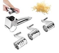 Râpe à fromage rotative, coupe-fromage en acier inoxydable trancheuse à fromage avec 3 lames de tambour déchiqueteuse à fromage portative pour la cuisine