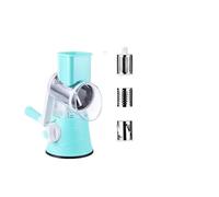 Râpe à fromage rotative manuelle 3 en 1, coupe-légumes multifonctionnel et trancheuse de pommes de terre avec 3 lames(Blue)