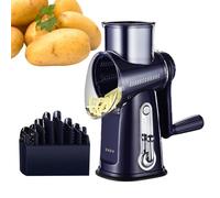 Râpe à fromage rotative manuelle, manivelle de râpe à fromage, coupe-légumes 5 en 1 Manivelle avec manche - Râpe à fromage manuelle, trancheuse alimentaire rotative sûre pour carottes, f