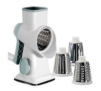 Râpe à fromage rotative multifonction, trancheuse légumes manuelle, broyeur cacahuètes et noix 3 rouleaux, râpe fruits transparents(White)