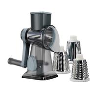 Râpe à fromage rotative multifonction, trancheuse légumes manuelle, broyeur cacahuètes et noix 3 rouleaux, râpe fruits transparents(Blue)