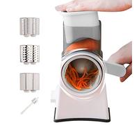 Râpe à fromage rotative, râpe à fromage à manivelle 4 en 1 - Râpe Storm Slicer pour usage intensif, trancheuse à légumes, moulin à noix, mandoline pour déchiqueter Delr