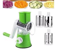 Râpe à Fromage rotative, râpe à Fromage rotative 3 en 1 avec poignée trancheuse à légumes, trancheuse à légumes Ronde Manuelle Peut Facilement râper Le Fromage, Les Carottes et Plus Encore Green