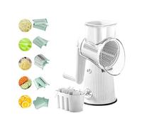 Râpe à fromage, trancheuse manuelle 5 en 1 avec 5 lames de tambour interchangeables, hachoir à manivelle pour couper les fruits, les légumes et le fromage