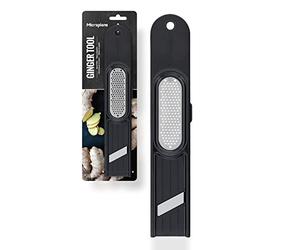 Râpe à gingembre 3 en 1 Microplane | Un seul ustensile pour râper, éplucher et trancher le gingembre |Lame fine ultra-affûtée en acier inoxydable |Lame tranchante à émincer| Accessoire de poche