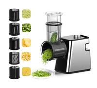 Râpe à légumes électrique 5 en 1, Hachoir Electrique à Légume, Coupe-légumes électrique, avec 5 cône, 500W,Rape Carotte, Commercial