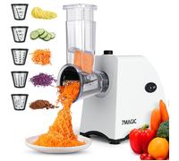 Râpe à légumes électrique 5 en 1 - Hachoir électrique mandoline à légumes 250W - Découpe-légumes Avec 5 cônes en acier inoxydable