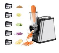 Râpe a Légumes Électrique 800W, 5 en 1 trancheuse electrique, Râpe à Fromageavec 5 lames tambour interchangeables, Trancheuse de Légume pour Fromage, Carottes, Pommes de Terre, Concombres (A)