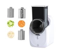 Râpe a Légumes Électrique, Trancheuse à Légumes avec 3 Lames Différentes, 50W, Avec Boîte de Rangement, Râpe pour Fruits et Légumes, Cuisine, Restaurant (Blanc)