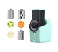 Râpe a Légumes Électrique, Trancheuse à Légumes avec 3 Lames Différentes, 50W, Avec Boîte de Rangement, Râpe pour Fruits et Légumes, Cuisine, Restaurant (Vert)