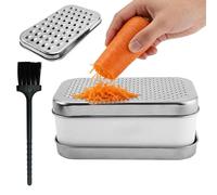 Râpe à légumes - En acier inoxydable - Avec brosse de nettoyage - Râpe à main multifonction - Pour fruits, pommes de terre, gingembre, carottes, repas, maison, camping, pique-nique, barbecue
