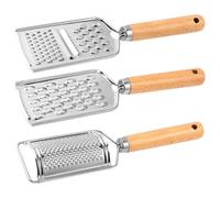 Râpe à Légumes Manche Bois Manuelle 3 Pièces, en Acier Inoxydable | Découpe Rapide, Usage Manuel Cuisine, Format Compact, pour Pommes de Terre, Carottes et Concombres