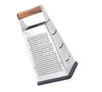 Râpe à Légumes Multi-usages 4 Faces en Acier Inoxydable avec Bois | Râpe Multifonction, Multifonctional Vegetable Cutter, Poignée Antidérapante, Usage la Cuisine Maison, Argenté