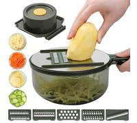 Râpe à légumes multifonction sans blesser les mains avec 5 types de lames en acier inoxydable, hachoir multi-usage, râpe à légumes, râpe à concombre, pommes de terre, fromage, gadgets de cuisine
