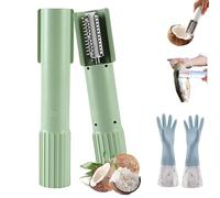 Râpe à noix de coco électrique 2026, râpeuse et éplucheuse de noix de coco portable sans fil, râpe de cuisine rotative automatique anti-éclaboussures (Green)