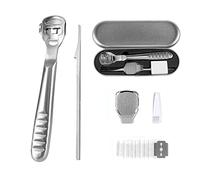 Râpe à pied Pédicure - Lime pour pieds outil de soin en Acier Inoxydable Rasoir Râpe pour Callosités dur Coupe cors Peaux dures et Mortes - Professionnel Pédicure kit Outils avec 10 Lames, Argent