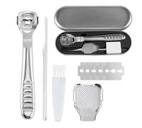 Râpe à Pied, Professionnel Mortes en Lime pour pieds, Lime pour pieds Inoxydable Rasoir pour Callosités dur Coupe cors Peaux dures et Mortes - Professionnel Pédicure kit Outils avec 10 Lames Argent