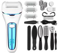 Râpe à pieds électrique,Pédicure électrique Rapeuse Pieds Rechargeables avec LED Light,3 Rouleaux et 10 Rape Pieds Etanche IPX7