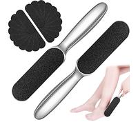 Râpe à pieds professionnelle en acier inoxydable avec coussinets remplaçables grossiers/fins double face réutilisables pour enlever les callosités de la peau craquelée