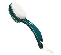 Râpe à pieds vert foncé, brosse double face 2 en 1 multifonction, pour enlever les callosités, exfoliant pour soin des pieds façon spa, format 19 x 3,5 x 5 cm, pratique à la maison et en voyage