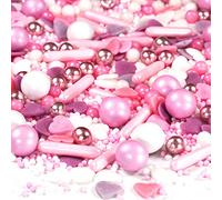 Râpe à sucre rose et blanc, lilas multicolore - Idéale pour la pâtisserie pour anniversaire d’enfant, anniversaire, Saint Valentin, gâteau, cupcakes muffins Cakepops, 90G