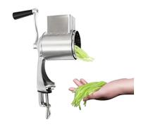 Râpe à tambour en acier inoxydable avec 5 lames, râpe à légumes manuelle avec manivelle et pied, râpe à pommes de terre et râpe à fromage pour cuisine (24 x 10 cm)