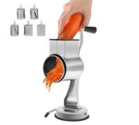 Râpe à tambour en acier inoxydable - Coupe-légumes manuel - Râpe rotative - Avec 5 lames à tambour - Râpe à fromage multifonction - Pour couper et hacher les pommes de terre, concombres, citrons