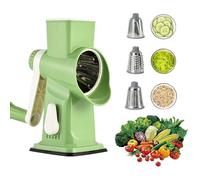 Râpe à tambour, râpe à fromage avec manivelle, coupe-légumes, hachoir à légumes avec 3 lames de tambour interchangeables, pied d'aspiration puissant, facile et rapide, adapté pour légumes, fromage