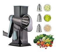 Râpe à tambour, râpe à fromage avec manivelle, coupe-légumes, rasoir à légumes avec 3 lames interchangeables, pied d'aspiration forte, simple et rapide, adapté aux légumes fromage fruit (bleu)