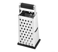 Râpe de cuisine à 4 côtés en acier inoxydable avec poignée, conçue pour râper les légumes, le fromage et plus encore, facile à nettoyer (trou unique)