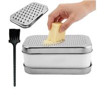 Râpe de cuisine avec brosse de nettoyage - et hachoir manuel multifonction pour pommes de terre, gingembre, carottes, repas, maison, camping, pique-nique - Utilitaire multi-usage extérieur et