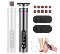 Râpe électrique 2 en 1 pour callosités - Rechargeable - Avec écran LCD et 9 niveaux - Appareil de pédicure pour les peaux mortes, dures et fissurées (gris Dyson)