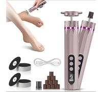 Râpe électrique 2 en 1 - Rechargeable - Pour enlever les callosités - Avec 20 feuilles de papier abrasif et 10 anneaux de glaçage - Pour peaux mortes et fissurées - Rose