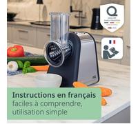 Râpe électrique - ADE - KITCHEN GADGETS - 4 types de Râpes - Acier inoxydable/plastique - 29,2 x 21,3 x 25 cm