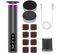 Râpe Électrique Pieds 2-en-1 Rechargeable, 9 Vitesses Réglables avec Écran LED, 2000mAh Ponceuse Puissante pour Pedicure - Enlève Peaux Mortes et Callosités - Idéal Hommes et Femmes (Gris)