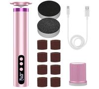 Râpe Électrique Pieds 2-en-1 Rechargeable, 9 Vitesses Réglables avec Écran LED, 2000mAh Ponceuse Puissante pour Pedicure - Enlève Peaux Mortes et Callosités - Idéal Hommes et Femmes (Rose)