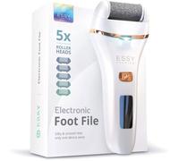 Râpe Électrique Pieds - SUTEO - Essy Premium - 5 Rouleaux - Rechargeable - Blanc