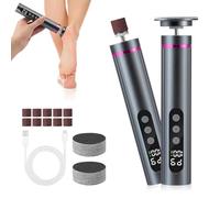 Râpe électrique pour callosités - 9 vitesses réglables avec indicateur de batterie - Kit de pédicure avec 60 tampons abrasifs de rechange pour talons fissurés, callosités, morts