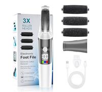 Râpe électrique pour callosités - Avec 2 vitesses, 3 grands rouleaux de rechange et LED - Étanche - Rechargeable - Kit de pédicure électrique pour les fissures, les morts, les callosités