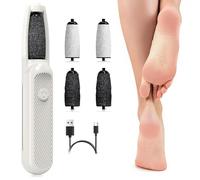 Râpe électrique pour callosités - Avec 4 têtes de rouleau et 3 vitesses - Rechargeable - Pour talons fissurés, cors, pieds secs