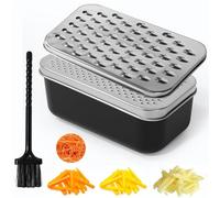 Râpe en acier inoxydable avec récipient râpe à fromage professionnel avec 2 lames différentes râpes pour légumes manuel avec couvercle et brosse pour gingembre légumes et fruits