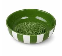 Râpe en Céramique - Assiette Rapeuse Ail - Bol à Râper Multifonction Gingembre, Parmesan, Fruits et Légumes - Format Moyen - Fabrication Artisanale (Vert Et Blanc, 15cm)