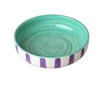 Râpe en Céramique - Bol à Râper Ail, Gingembre, Parmesan et Légumes - Assiette Râpe Cuisine Multifonction - Maxi Format - Fabrication Artisanale (Jade & Violet, 19cm)