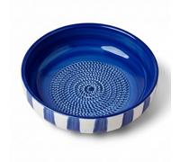 Râpe en Céramique - Bol à Râper Ail, Gingembre, Parmesan et Légumes - Assiette Râpe Cuisine Multifonction - Format Moyen - Fabrication Artisanale (Bleu Et Blanc, 15cm)